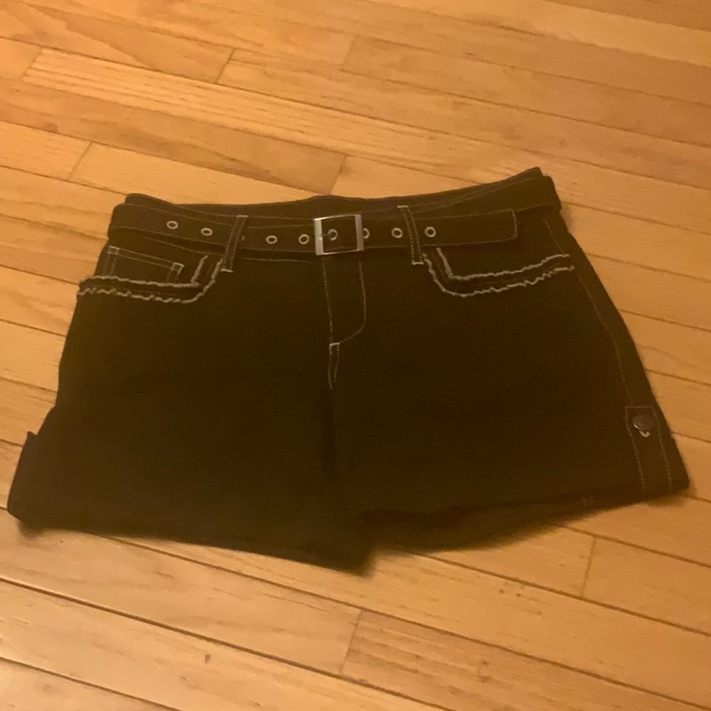 Sexy high waist  belted black shorts